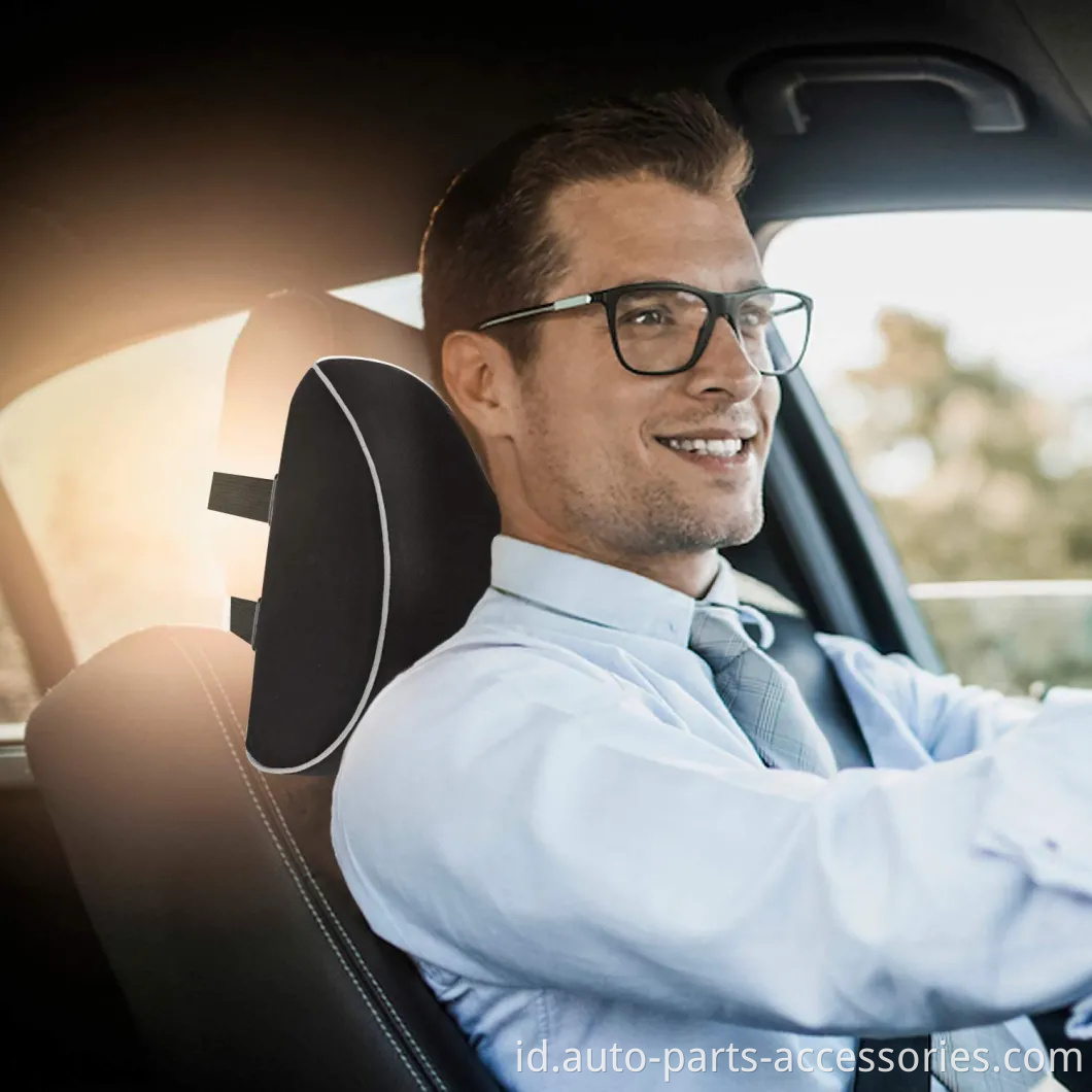 Bantal leher kursi mobil, bantal sandaran kepala untuk menghilangkan rasa sakit leher & dukungan serviks dengan 2 tali yang dapat disesuaikan dan penutup yang dapat dicuci, busa memori murni 100% dan ergonomis des